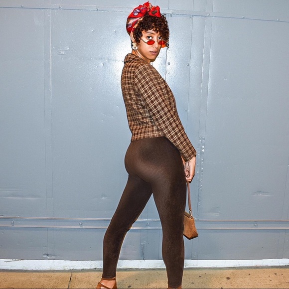 Field & Manor brown checkered blazer sz 8P - Picture 5 of 6